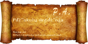 Páskuly Antónia névjegykártya